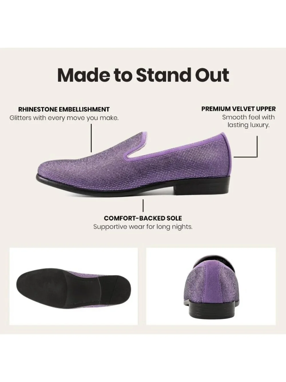 Amali Men's Lavender Velvet Tuxedo Loafers Slip On Formal Wedding Dress Shoes